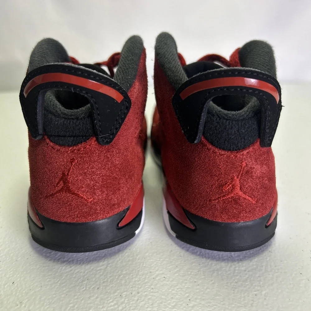 Nike Air Jordan 6 Retro TD Toro Bravo Red Suede Black 384667-106 Size 8C Toddler